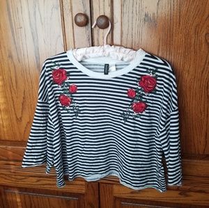 H&M Divided Jersey Top with Embroidery